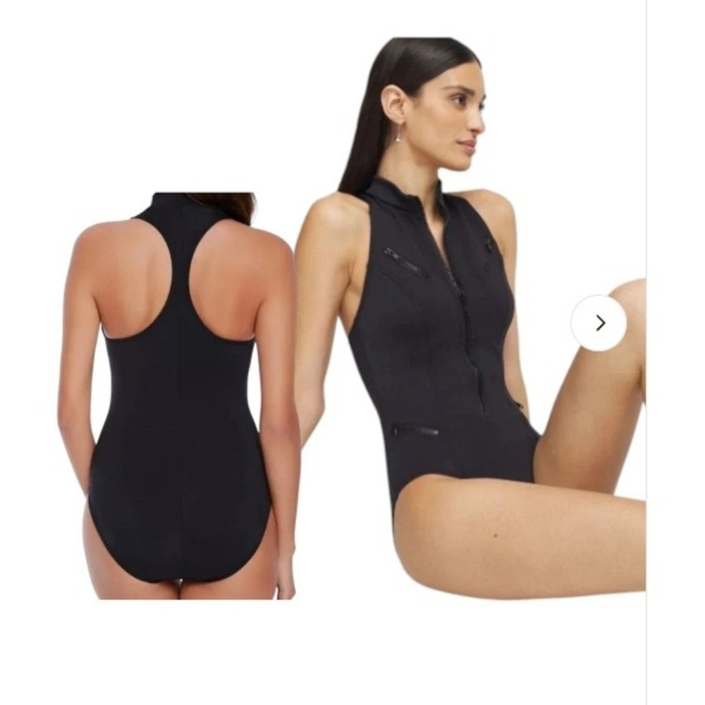 Magicsuit Laguna Coco One Piece Scuba Swimsuit Black 20W Zip Front High Neck